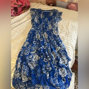 Blue floral midi London Times dress